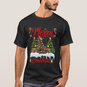 Camiseta Árbol de Navidad iluminando perro de Terranova Fel