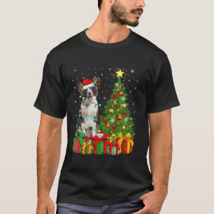 Camiseta Árbol de navidad iluminando Santa Hat Border Colli