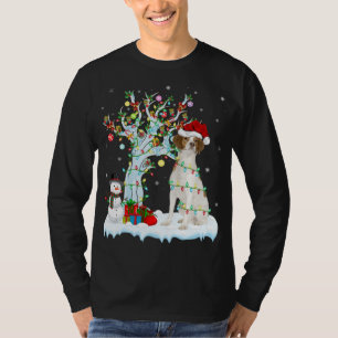 Camiseta Árbol de navidad iluminando Santa Hat Bretaña Perr