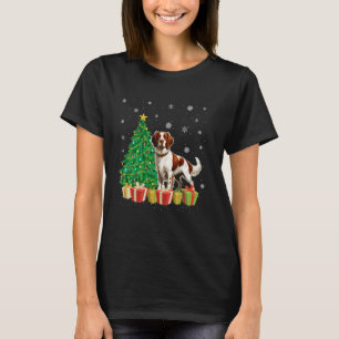 Camiseta Árbol de navidad iluminando Santa Hat Bretaña Perr