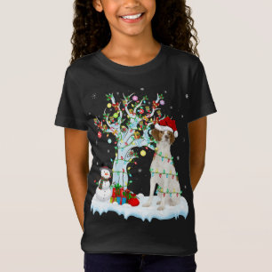 Camiseta Árbol de navidad iluminando Santa Hat Bretaña Perr