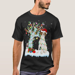 Camiseta Árbol de navidad iluminando Santa Hat Bretaña Perr