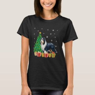 Camiseta Árbol de navidad iluminando Santa Hat con barba Pe