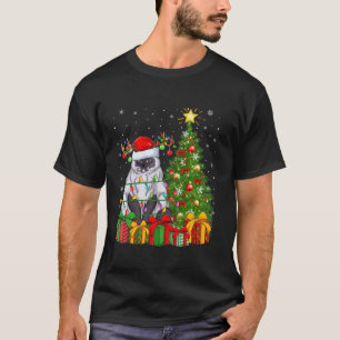 Camiseta Árbol de Navidad iluminando Santa Hat Himalaya Cat
