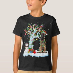 Camiseta Árbol de Navidad iluminando Santa Hat Perro belga 