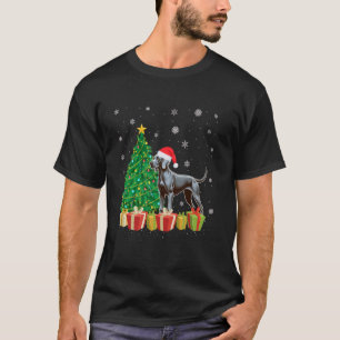 Camiseta Árbol de Navidad iluminando Santa Hat Weimaraner P
