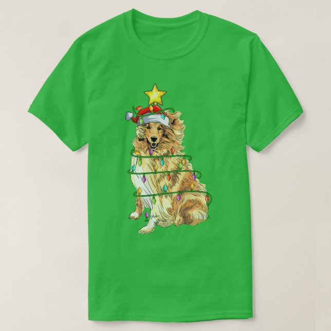 Camiseta Árbol de navidad iluminante que coincide con el co (Diseño del anverso)