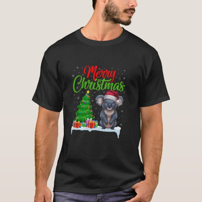 Camiseta Árbol de Navidad Koala enciende divertidas navidad (Anverso)
