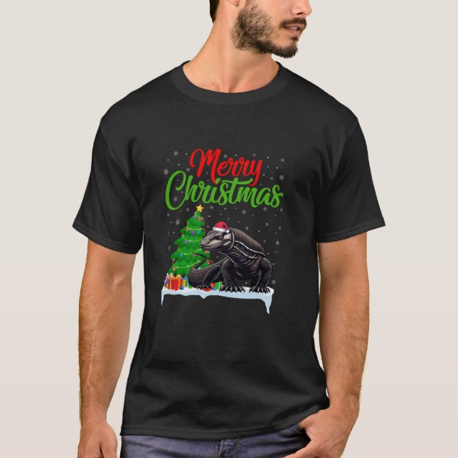 Camiseta Árbol de Navidad Komodo Dragon enciende Navidad Ko (Anverso)