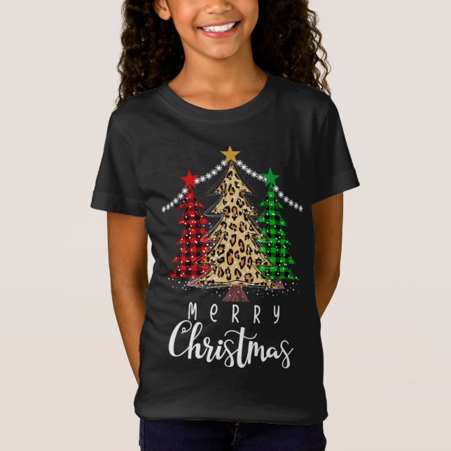 Camiseta Árbol de Navidad Leopardo de búfalo revuelto árbol (Anverso)