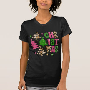 Camiseta Árbol de Navidad Leopardo Elegante Alegre y Brilla