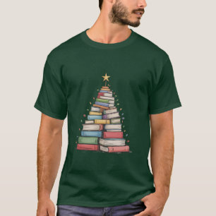 Camiseta Árbol de Navidad Libro Retro Bibliófilo Biblioteca