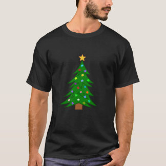 Camiseta Árbol de Navidad lindo con ornamentos de piezas de