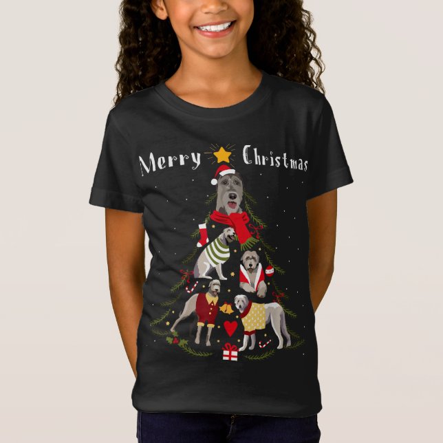 Camiseta Árbol de Navidad Lobo Irlandés Lover Xmas Dog Owne (Anverso)