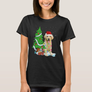 Camiseta Árbol de Navidad Luz Sombrero de Santa Perro Labra