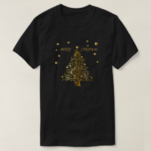 Camiseta Árbol de navidad metálico estrellado hermoso del