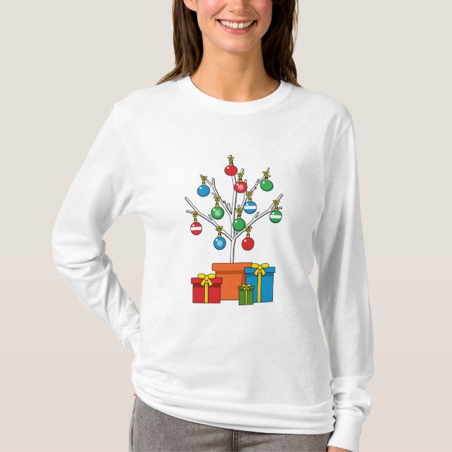 Camiseta Árbol de Navidad mínimo con presentes (Anverso)