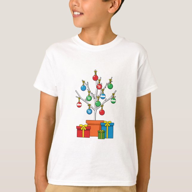 Camiseta Árbol de Navidad mínimo con presentes (Anverso)
