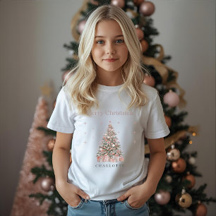 Camiseta Árbol de Navidad Modern Blush – Personalizado para