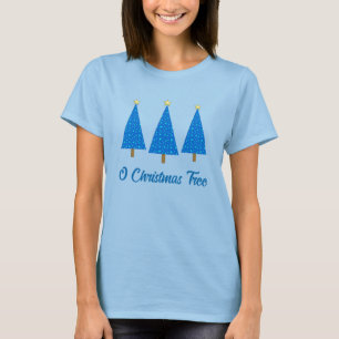 Camiseta Árbol de Navidad moderno de estrellas azules