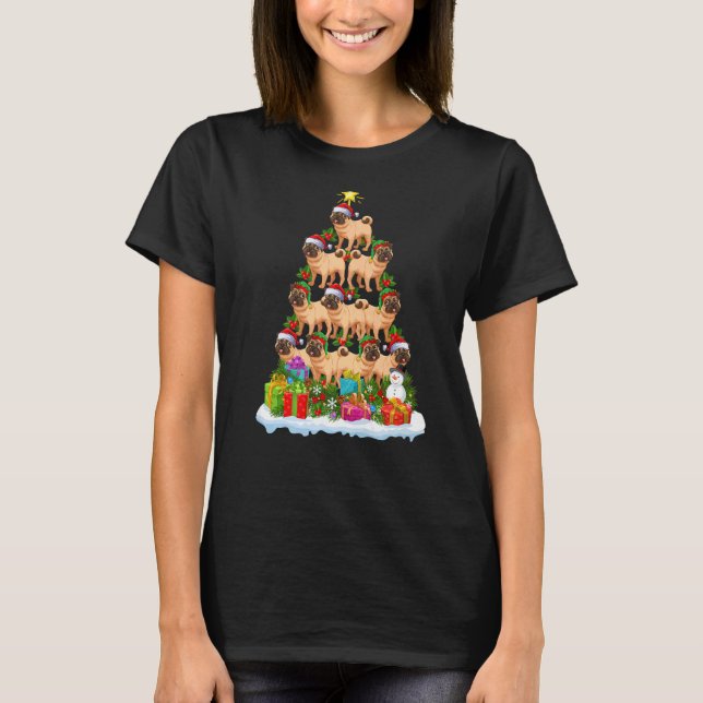 Camiseta Árbol de navidad navideño de Navidad de perro de S (Anverso)