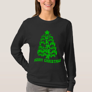 Camiseta Árbol de Navidad negro y verde con controladores