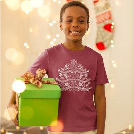 Camiseta Árbol de Navidad Nórdico de Arte Popular Escandina