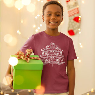 Camiseta Árbol de Navidad Nórdico de Arte Popular Escandina