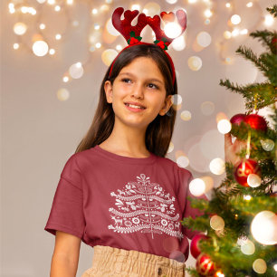 Camiseta Árbol de Navidad Nórdico de Arte Popular Escandina