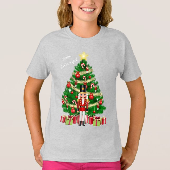 Camiseta Árbol de Navidad Nutcracker Añadir niños de texto (Anverso)