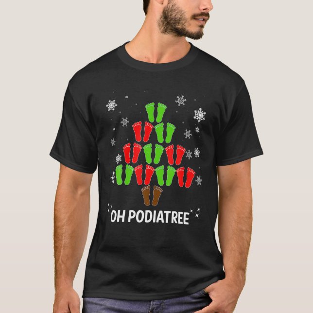 Camiseta Árbol de Navidad Oh Podiatree Comida Podiatrista (Anverso)