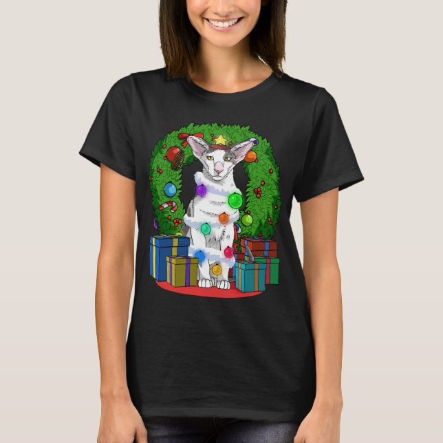 Camiseta Árbol de Navidad Oriental Shorthair Cat X-mas Sant (Anverso)
