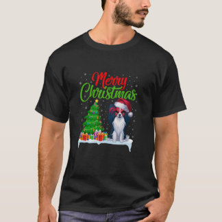 Camiseta Árbol de Navidad Papillon Dog enciende Navidad Pap