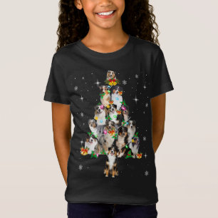 Camiseta Árbol de Navidad Pastor Australiano enciende Navid