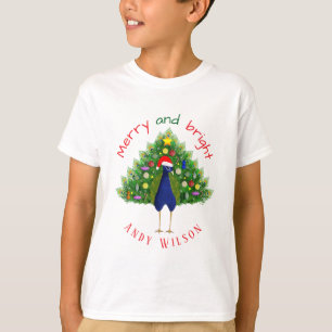 Camiseta Árbol de Navidad Pavo Real Divertido Alegre y Bril