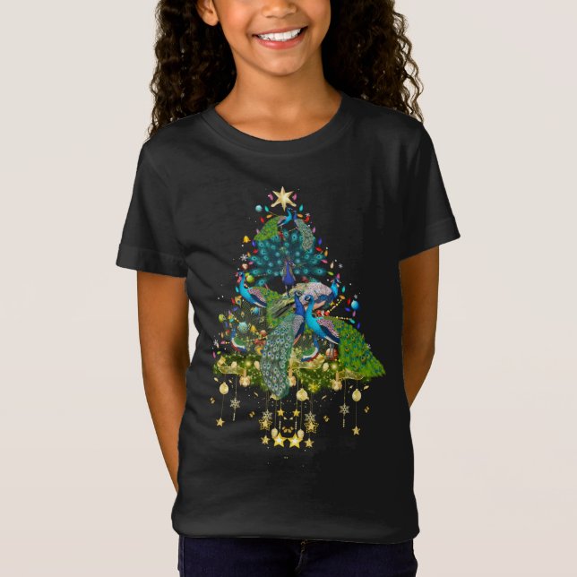 Camiseta Árbol de Navidad Peacocks Enciende la Navidad Peac (Anverso)