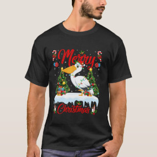 Camiseta Árbol de Navidad Pelican Bird Merry enciende Santa