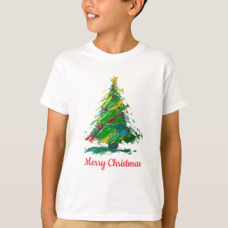 Camiseta Árbol de Navidad personalizable estilo pintura al