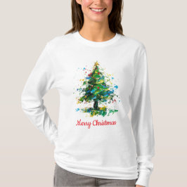 Camiseta Árbol de Navidad personalizable estilo pintura al 