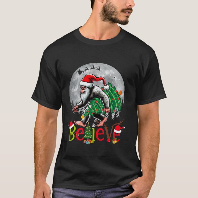 Camiseta Árbol de Navidad Pie Grande Cree Que Santa Hat Luc (Anverso)