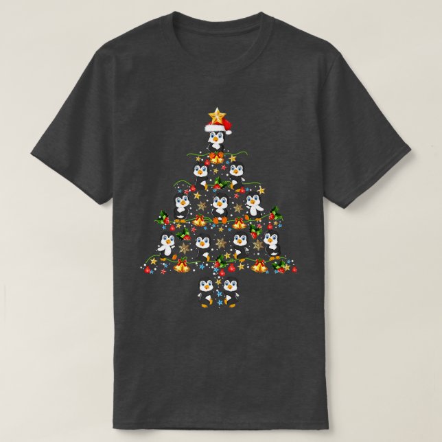 Camiseta Árbol de Navidad pingüino Feliz Navidad (Diseño del anverso)