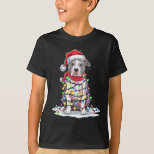 Camiseta Árbol de Navidad Pitbull Santa Hat Ilumina Perro d