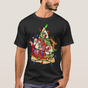 Camiseta Árbol de Navidad Pizza Encende reno de Santa Claus
