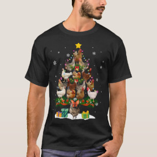 Camiseta Árbol de Navidad Pollo enciende divertida Navidad 