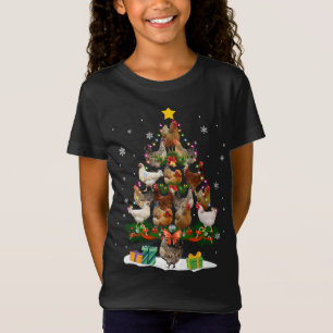 Camiseta Árbol de Navidad Pollo enciende divertida Navidad 