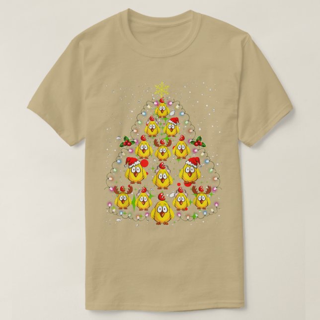 Camiseta Árbol de Navidad Pollo enciende divertidas navidad (Diseño del anverso)
