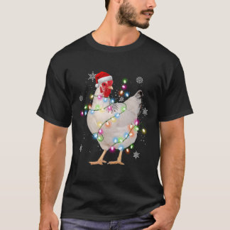 Camiseta Árbol de Navidad Pollo Santa Graciosa Noches Luces