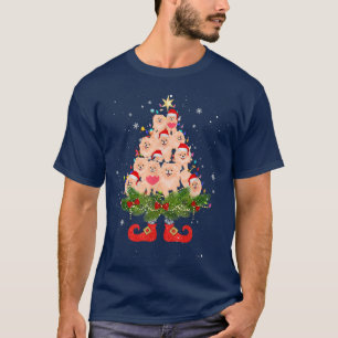 Camiseta Árbol de Navidad Pomeraniano enciende Funny Santa 