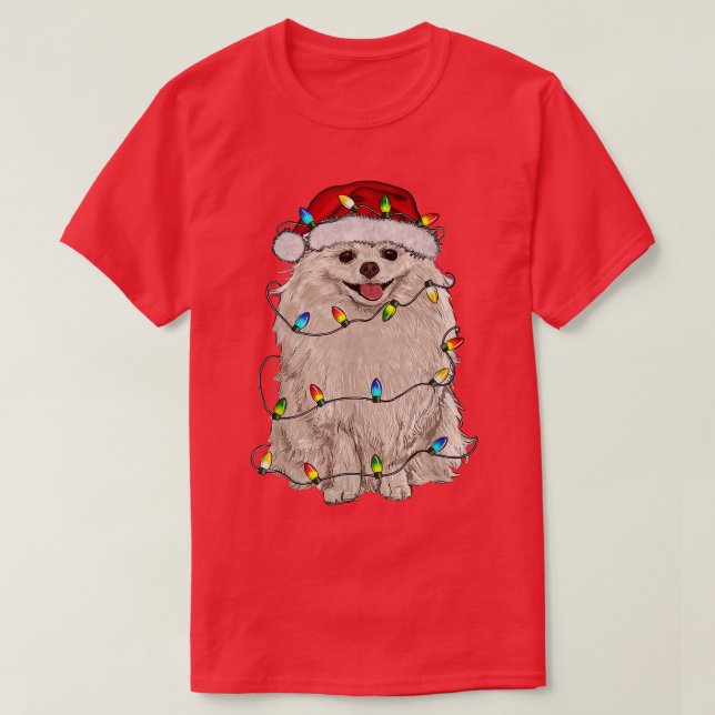 Camiseta Árbol de Navidad Pomerano Luz Perro Pajama Lover X (Diseño del anverso)