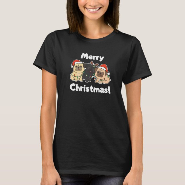 Camiseta Árbol de Navidad Pug Animales Cute Perro 4 (Anverso)